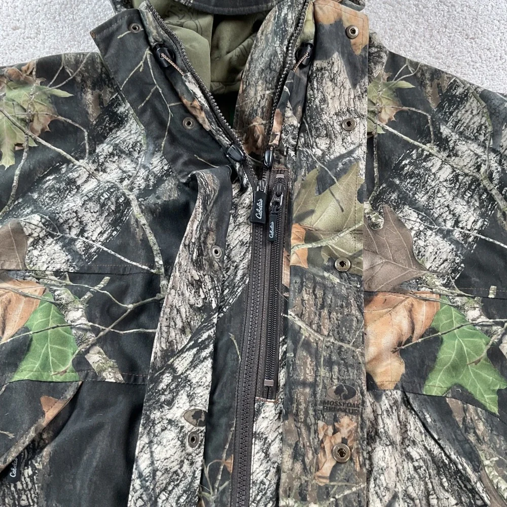 Cabelas Dry-Plus ScentLok Mossy Oak Camo Hunting Jacket Mens XL Regular Hooded